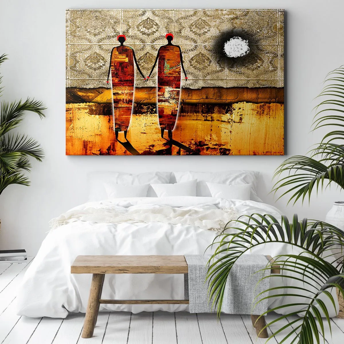 Tablou pe pânză - Compoziție etnică în culorile Africii - 70x50 cm
