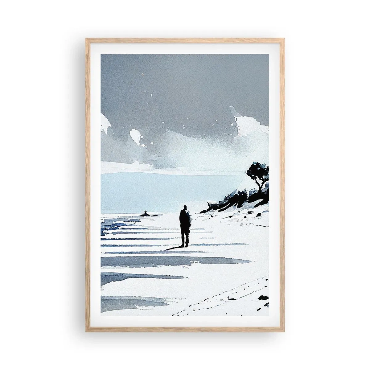 Poster în ramă de stejar deschis - Singuratic - 61x91 cm