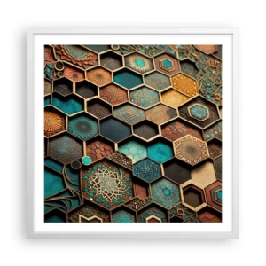Poster în ramă albă - Ornamente arabe - o variație - 60x60 cm