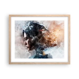 Poster în ramă de stejar deschis - Povestea unei fete cu un oraș în fundal - 50x40 cm