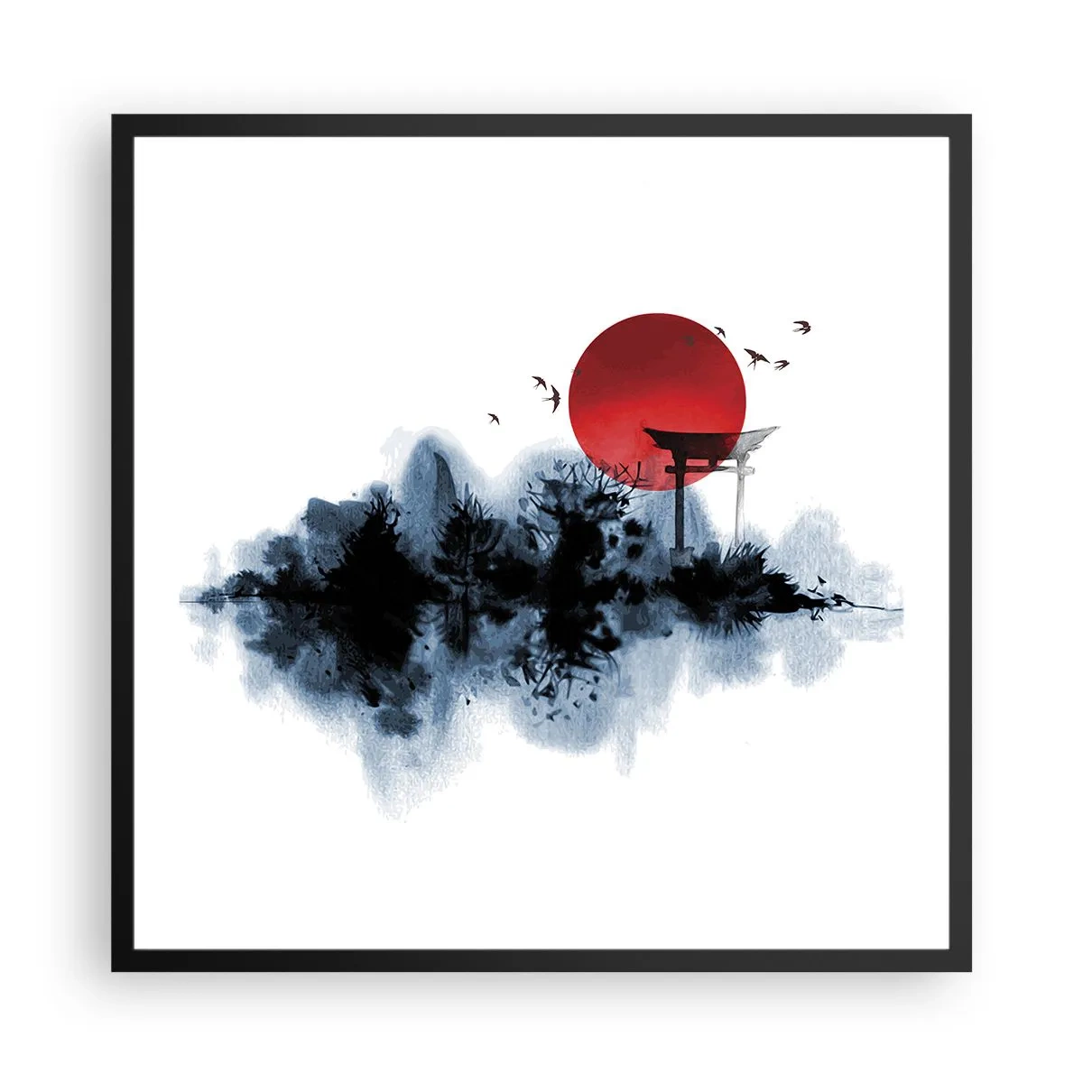Poster în ramă neagră - O vedere japoneză - 60x60 cm
