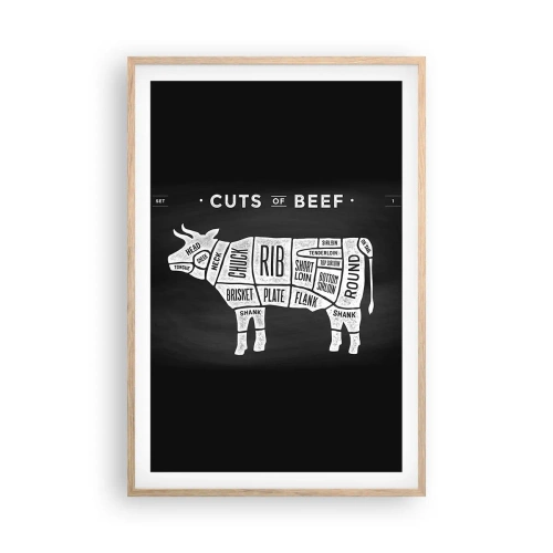 Poster în ramă de stejar deschis - Abecedar de măcelar - 61x91 cm