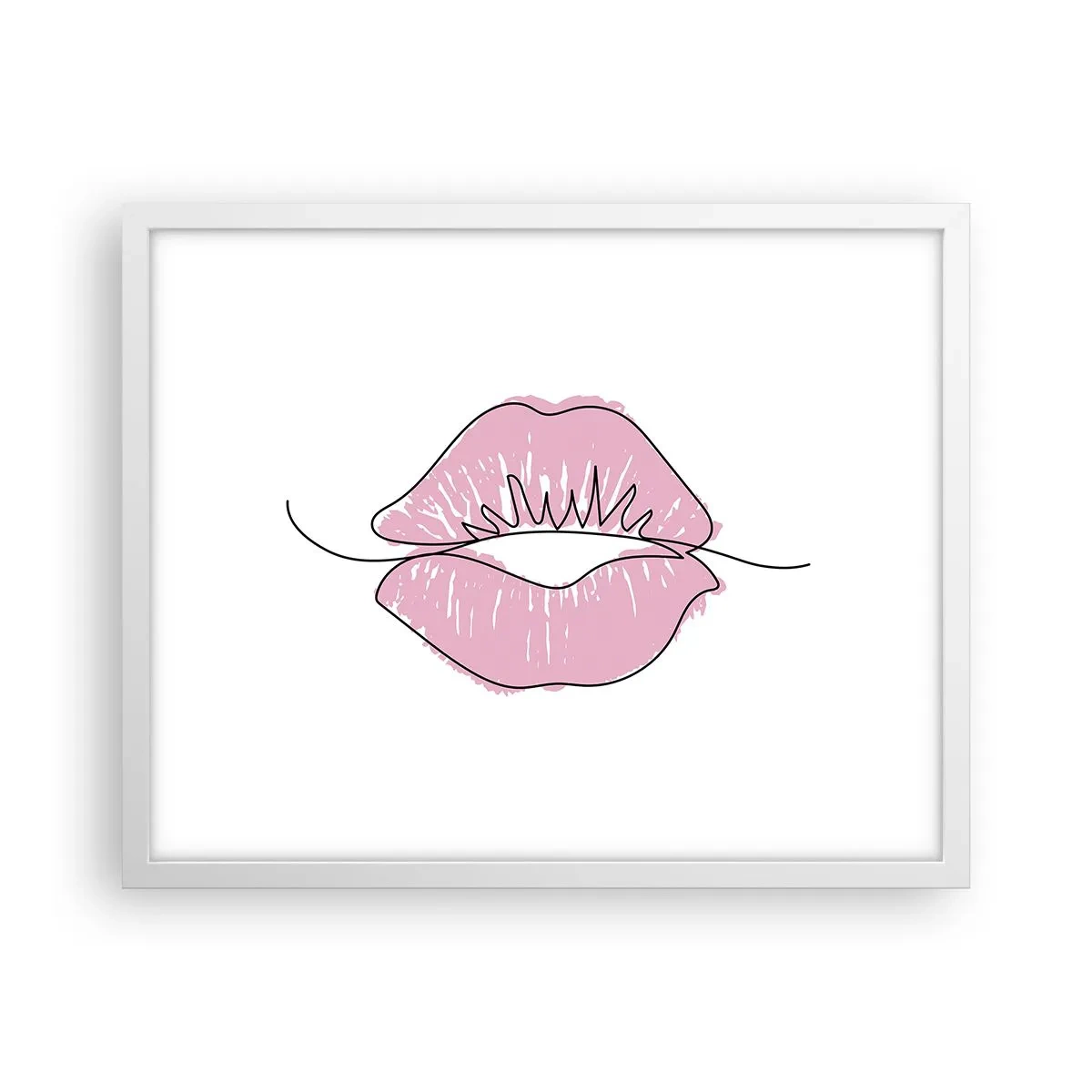 Poster în ramă albă - Vrei un sărut? - 50x40 cm