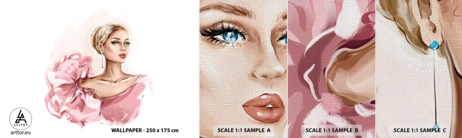 Mostră tapet Premium Canvas - Așa cum a fost pictată... - Femeie, Modă, Grafică - 100x30 cm