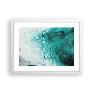 Poster în ramă albă - Dizolvându-se în alb și turcoaz - 40x30 cm