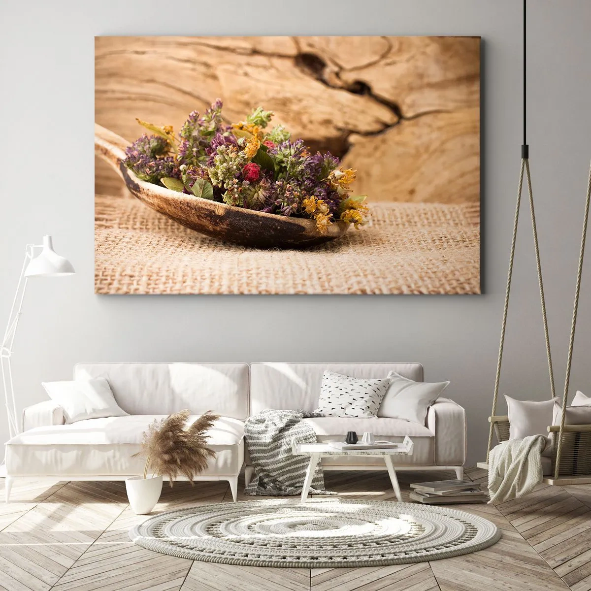 Tablou pe pânză - Flori colorate și ierburi parfumate - 120x80 cm