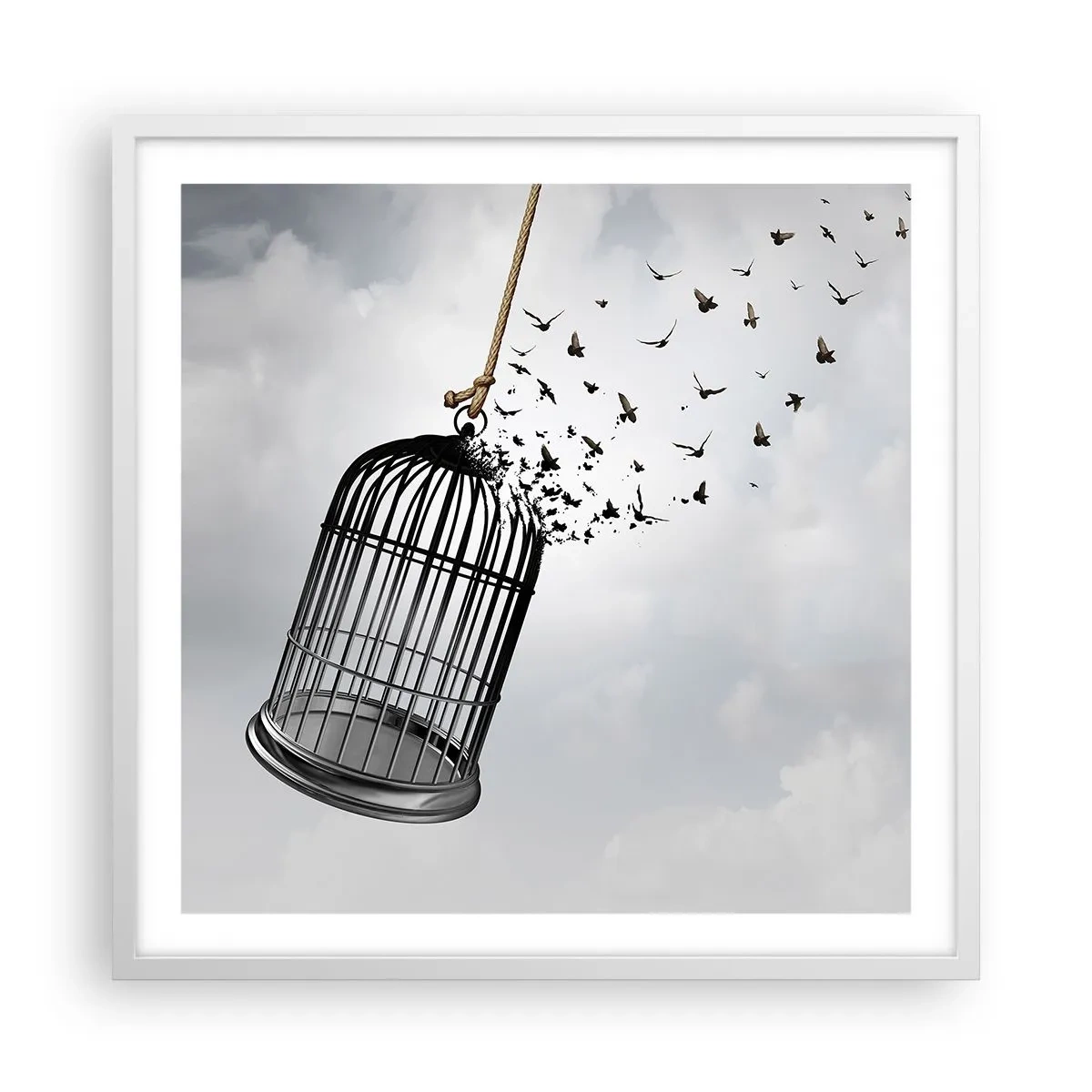 Poster în ramă albă - Credință...Speranță...Libertate! - 60x60 cm