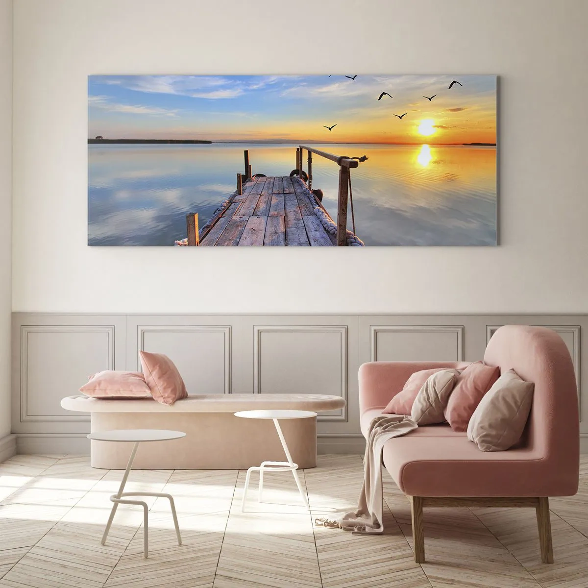 Tablou pe sticlă - Mergând înainte spre soare - 90x30 cm