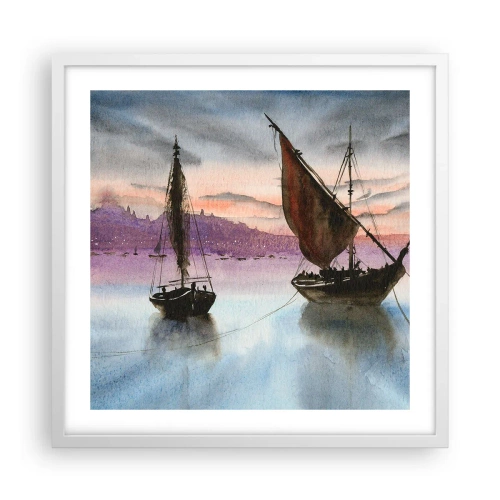 Poster în ramă albă - O seară în port - 50x50 cm