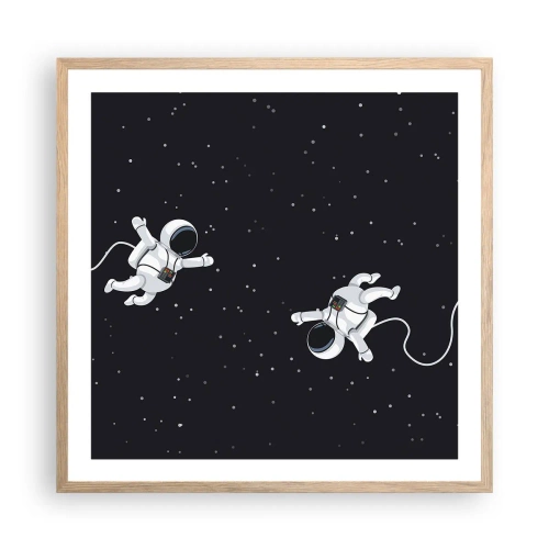 Poster în ramă de stejar deschis - Dansul spațial - 60x60 cm