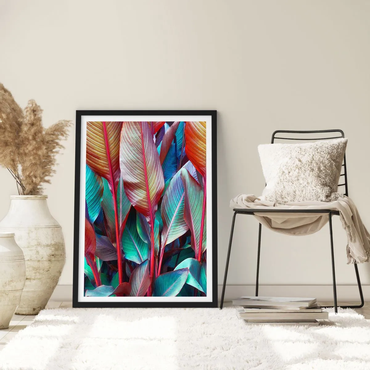 Poster în ramă neagră - Tufiș colorat - 61x91 cm