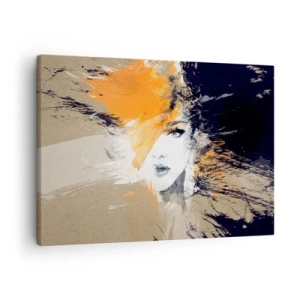 Tablou pe pânză Canvas - Portret abstract al unei femei cu culori intense - 70x50cm - Și se face lumină - Decorațiune modernă pentru perete pentru living și dormitor ARTTOR