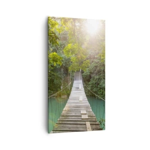 Tablou pe pânză - Peste apa de azur spre pădurea de azur - 55x100 cm