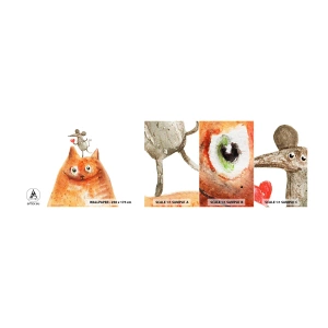 Mostră tapet autocolant Deluxe Sticker - Paradoxurile iubirii - Pentru copii, Mouse, Pisică - 100x30 cm