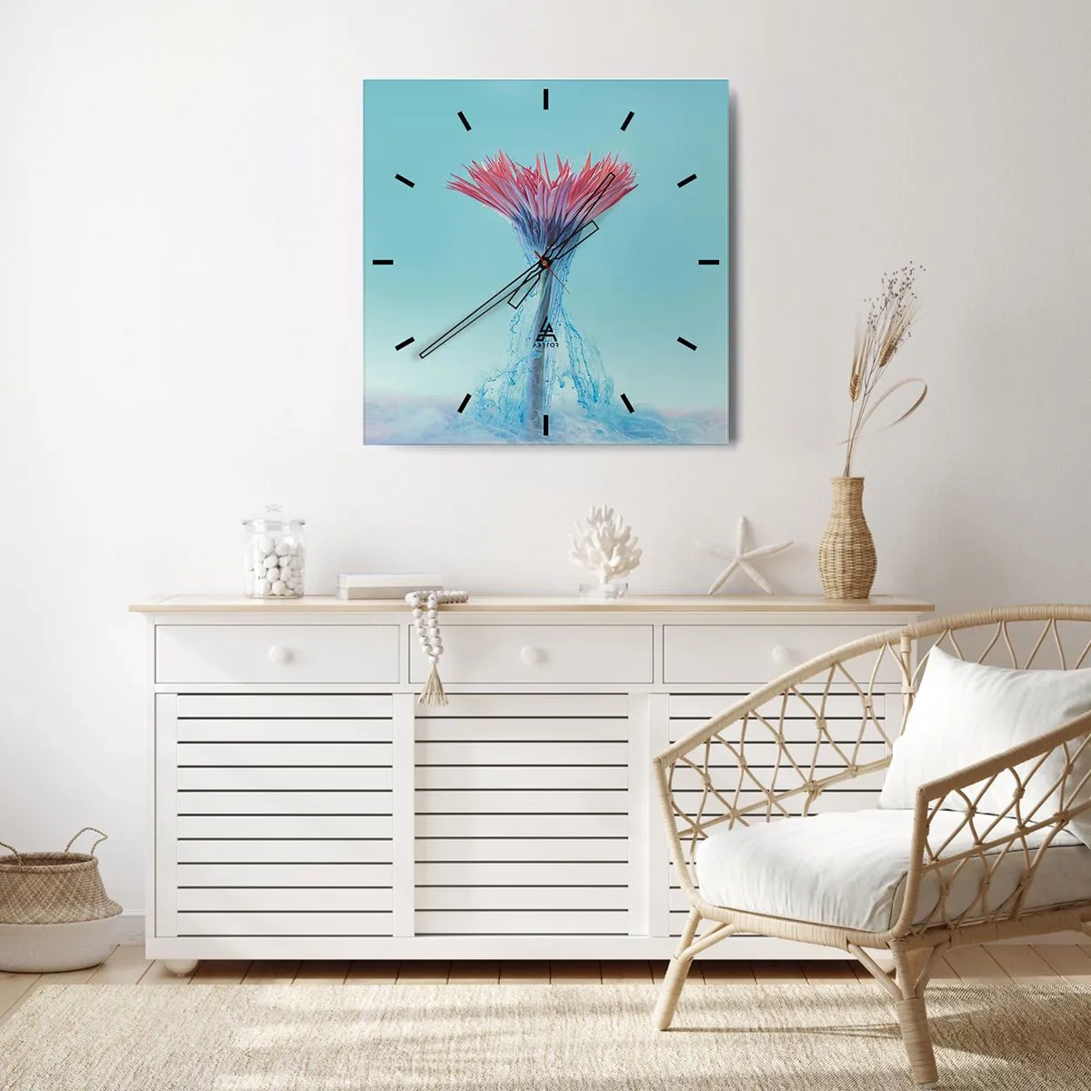 Ceas de perete - Ceas pe sticlă - Într-o unduire revigorantă - 40x40 cm