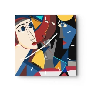 Ceas de perete - Ceas pe sticlă - Discuția cubiștilor - 40x40 cm