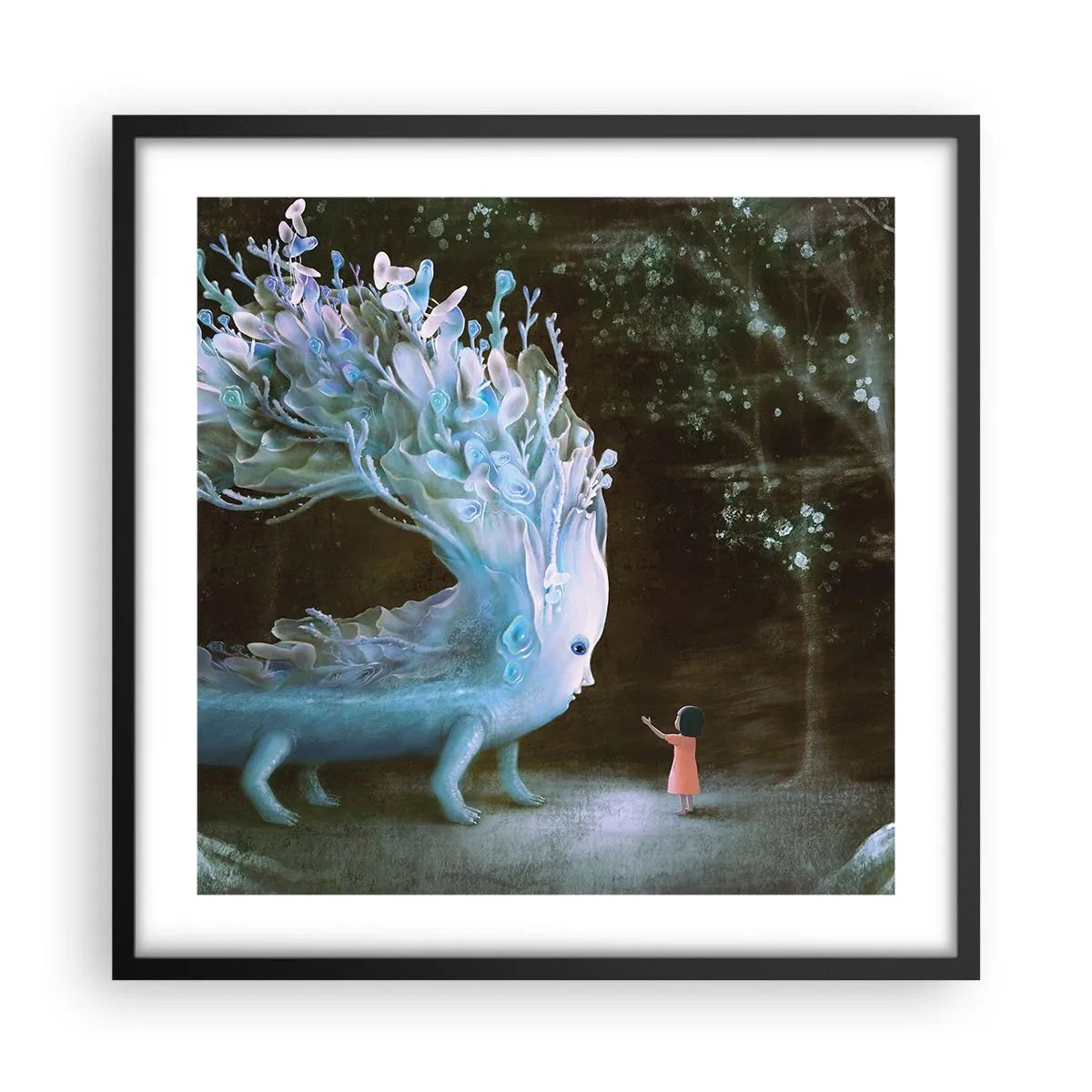 Poster în ramă neagră - Întâlnire fantastică - 50x50 cm