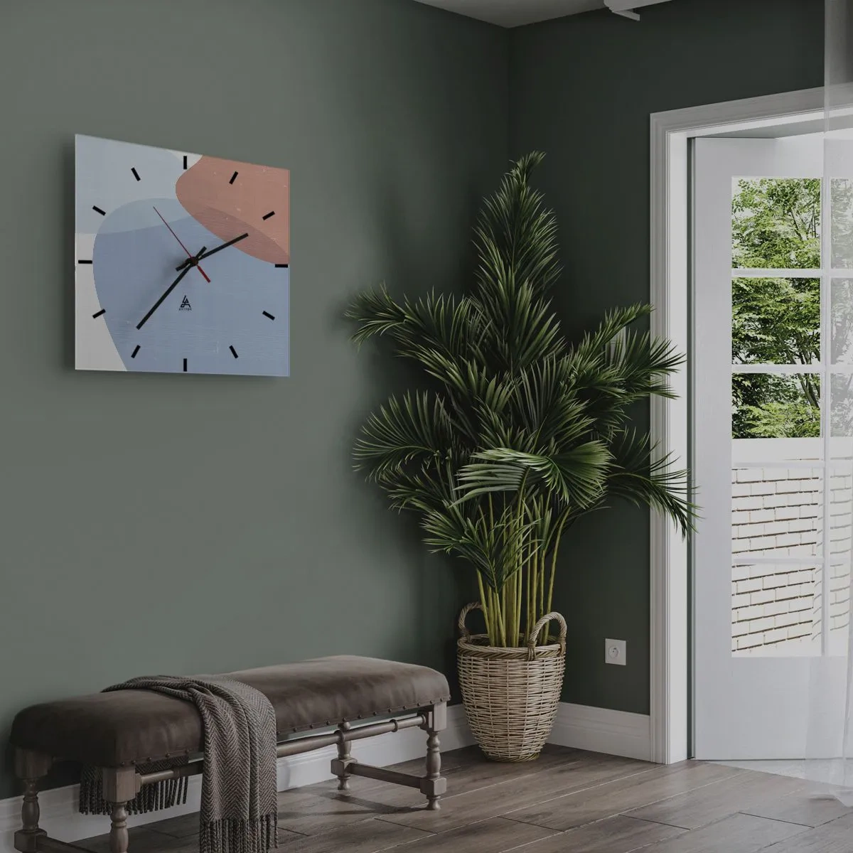 Ceas de perete - Ceas pe sticlă - Relații pastelate - 30x30 cm