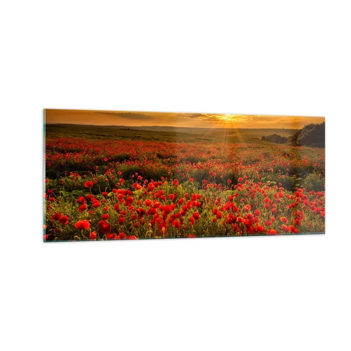 Tablou pe sticlă - Printre valuri de pajiști care zumzăie, printre potop de flori - 100x40 cm