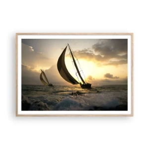 Poster în ramă de stejar deschis - Vânt în jos și în sus - 100x70 cm