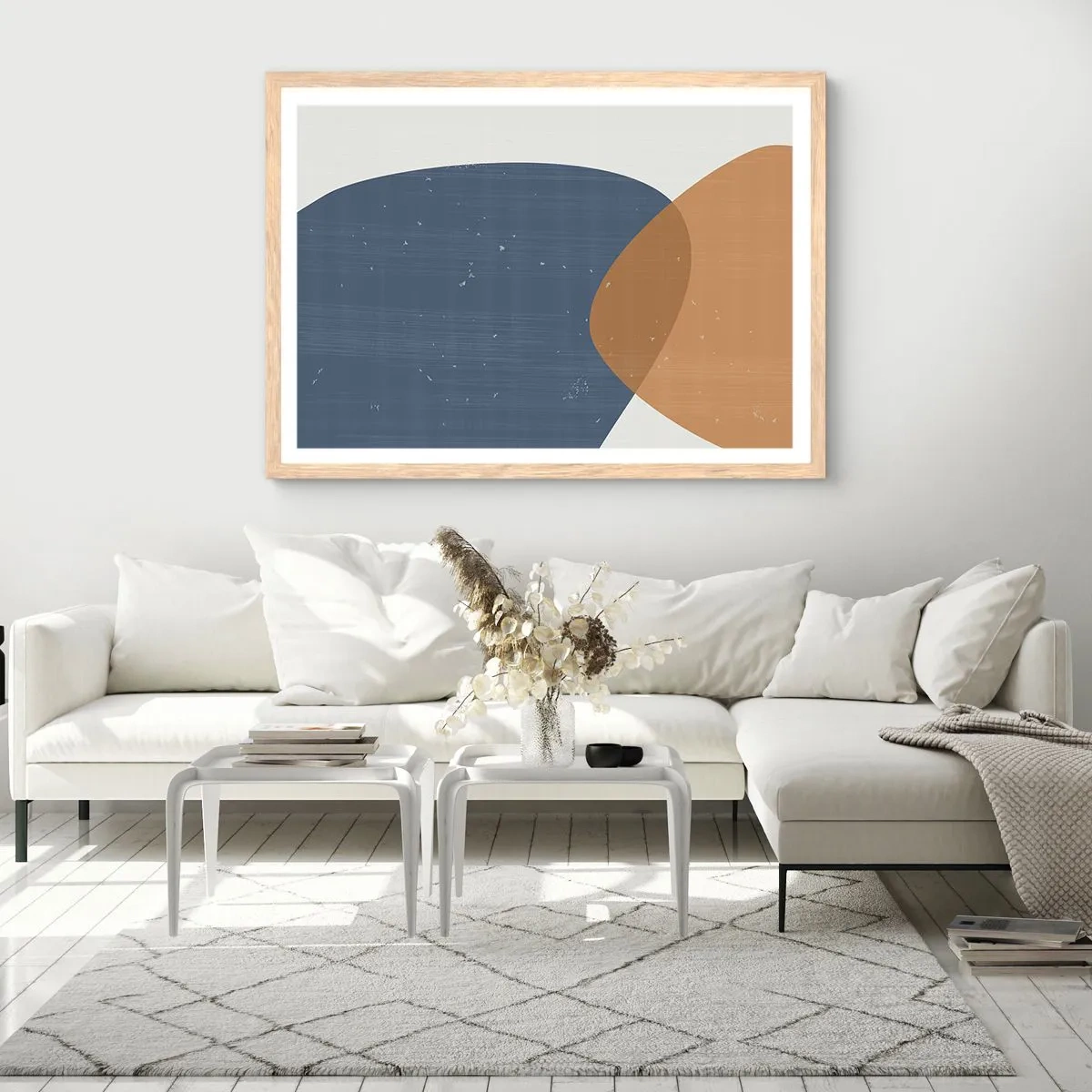 Poster în ramă de stejar deschis - Ovale și influențe - 100x70 cm