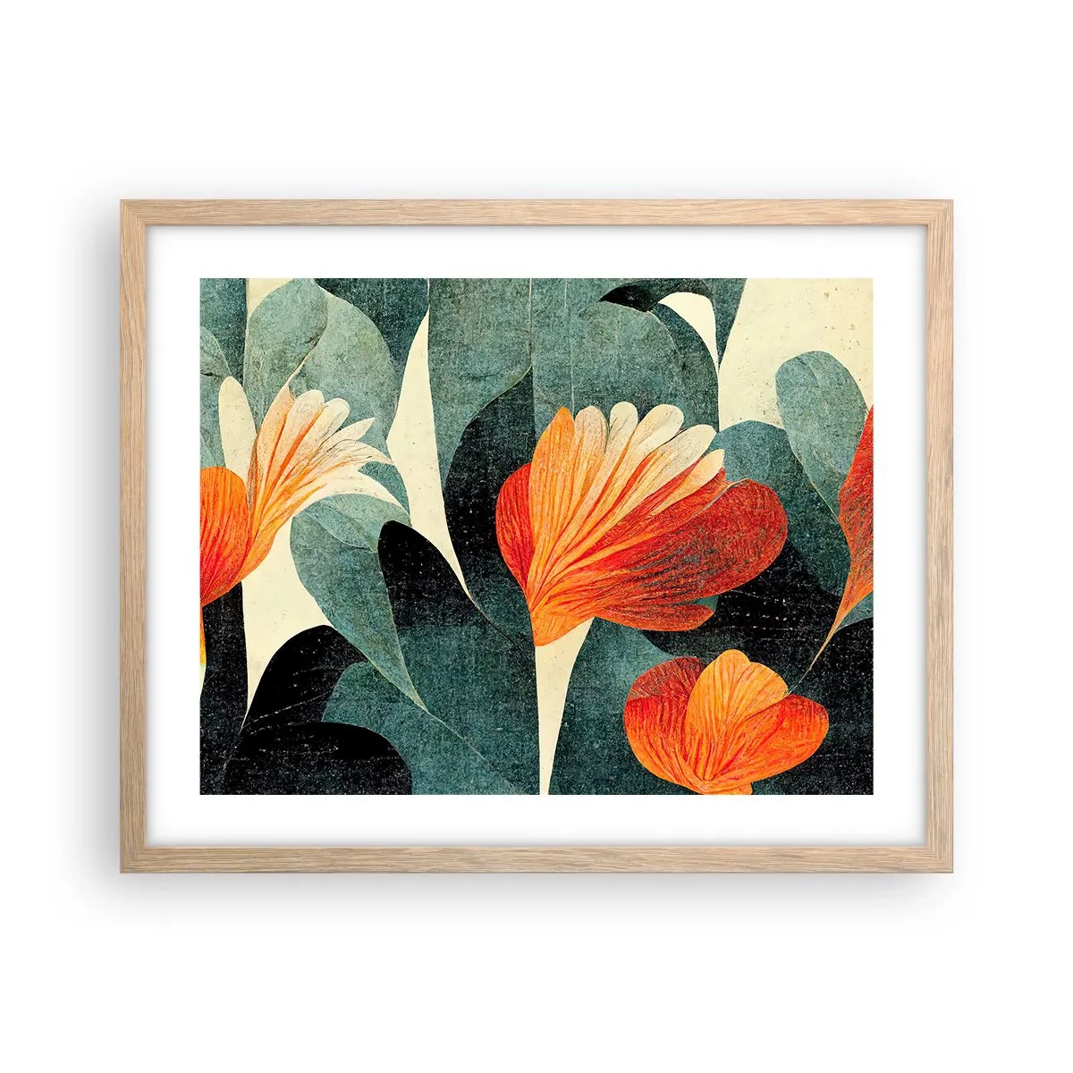 Poster în ramă de stejar deschis - Căldura de la tropice și răcoarea verdeței - 50x40 cm