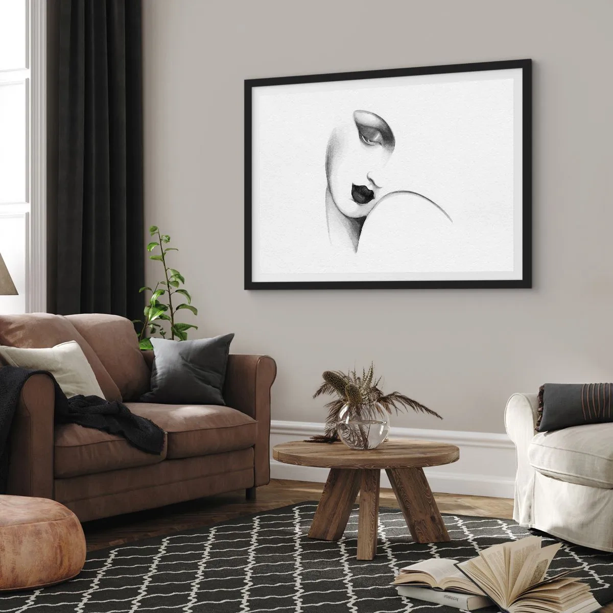 Poster în ramă neagră - În stilul Lempickei - 70x50 cm