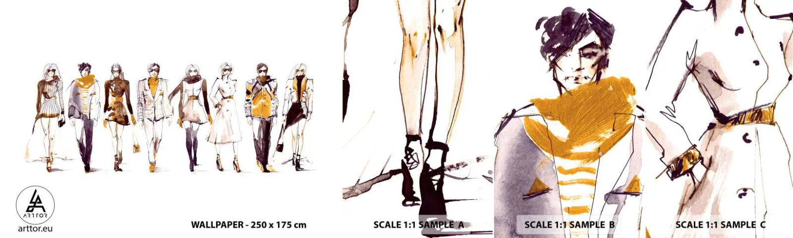 Mostră de Tapet Standard Eco - Chic discret, eleganță casuală - Femeie, Model, Modă - 100x30 cm