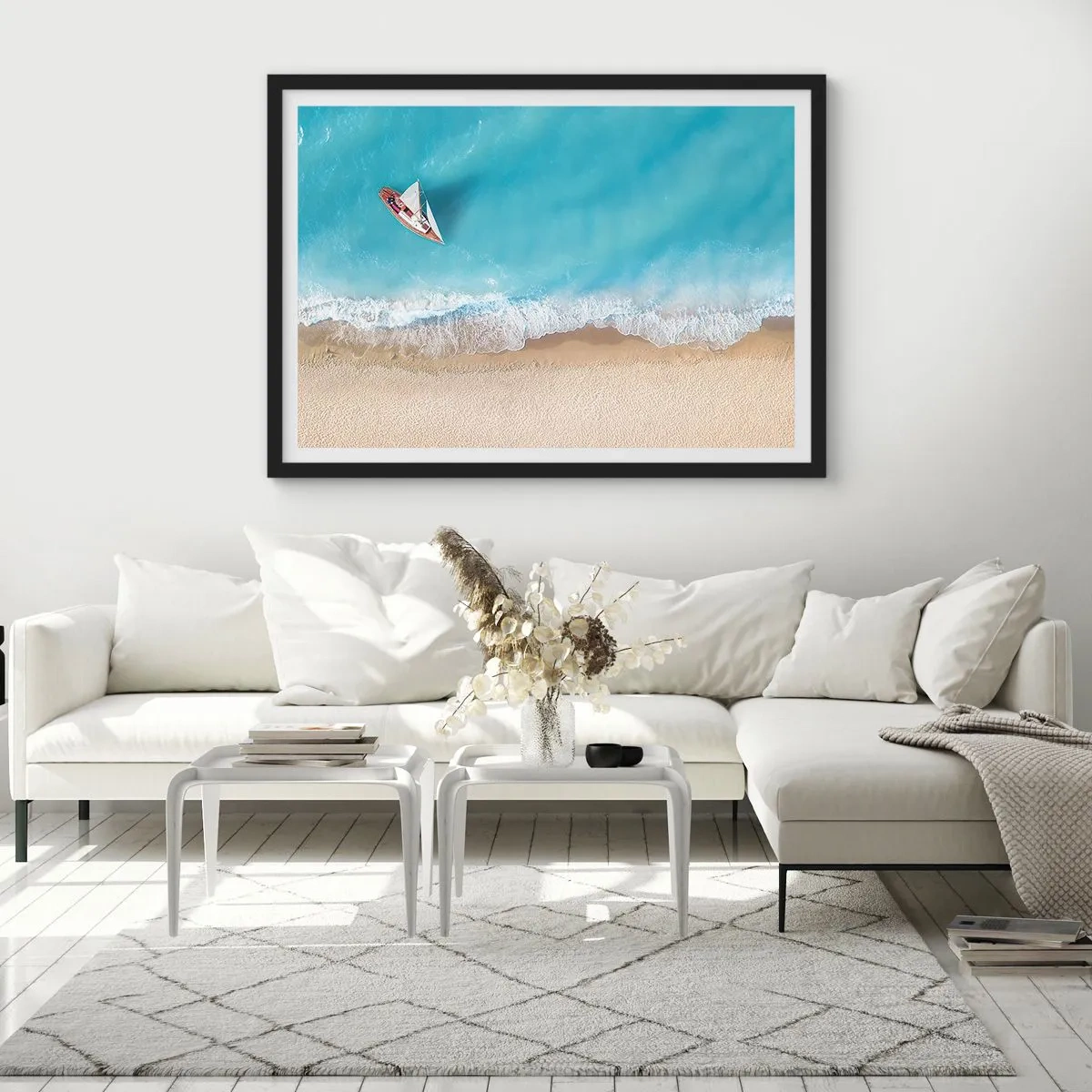 Poster în ramă neagră - La frontieră dintre albastru și auriu - 50x40 cm