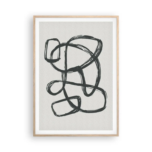 Poster în ramă de stejar deschis - Abstracție în buclă - 70x100 cm