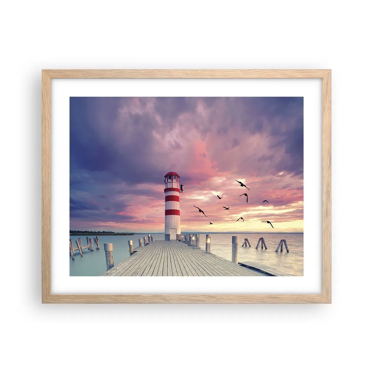 Poster în ramă de stejar deschis - Să ne întoarcem în port - 50x40 cm