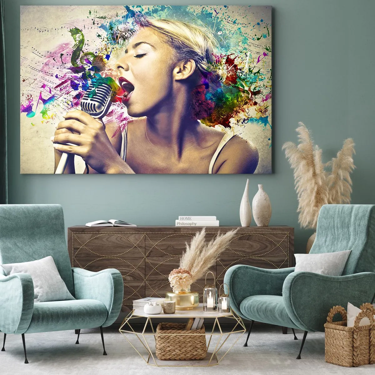 Tablou pe pânză - Pictează lumea cu vocea ta - 100x70 cm