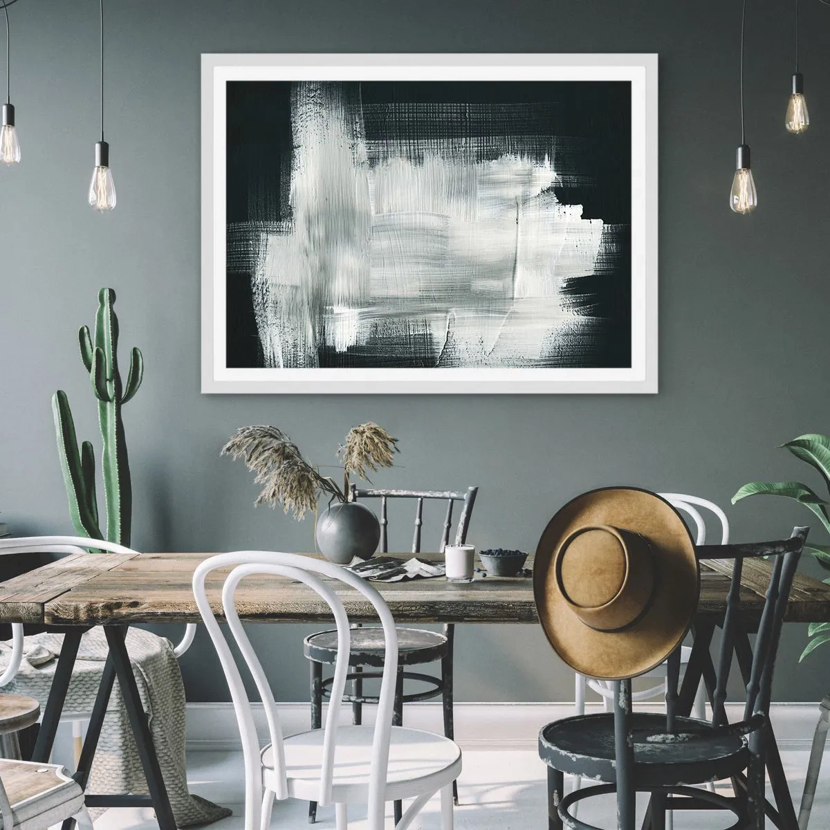 Poster în ramă albă - Țesut vertical și orizontal - 70x50 cm