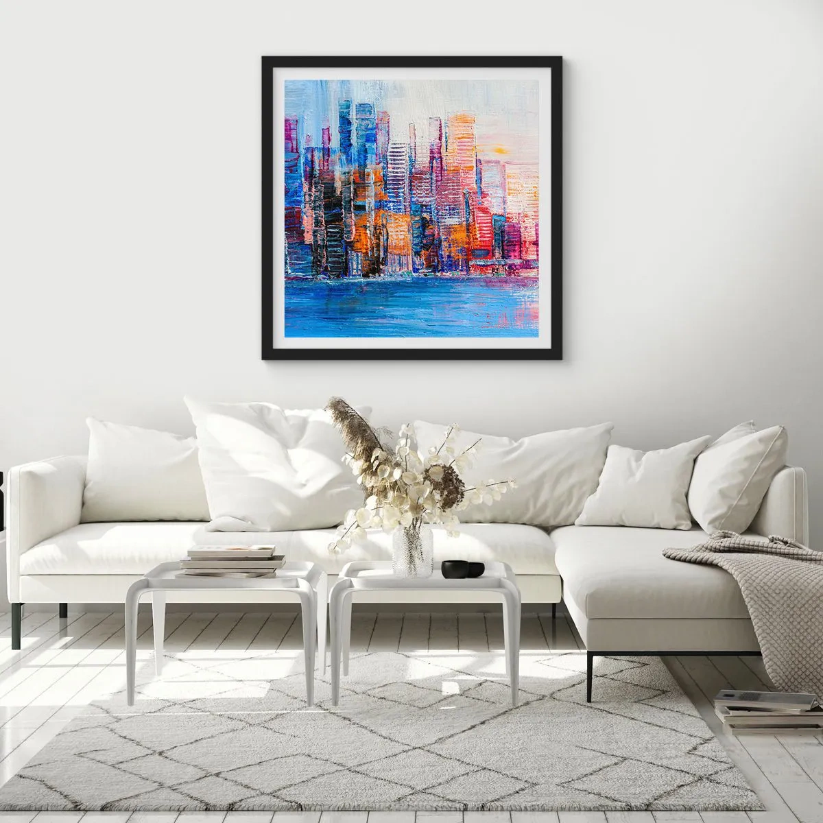 Poster în ramă neagră - O metropolă veselă - 60x60 cm