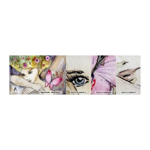 Mostră tapet Premium Canvas - Prințesa fluture - Abstracția, Femeie, Acuarele - 100x30 cm