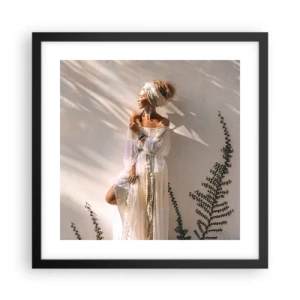 Poster în ramă neagră - Soarele și fata - 40x40 cm