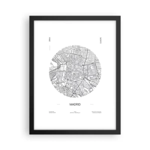 Poster în ramă neagră - Anatomia Madridului - 30x40 cm