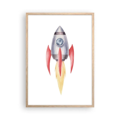Poster în ramă de stejar deschis - Mai sus, mai repede, mai departe - 50x70 cm