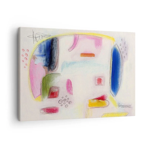Tablou pe pânză Canvas - Forme abstracte colorate pe un fundal deschis - 70x50cm - Mai mult convexă decât concavă sau plată - Decorațiune modernă pentru perete pentru living și dormitor ARTTOR