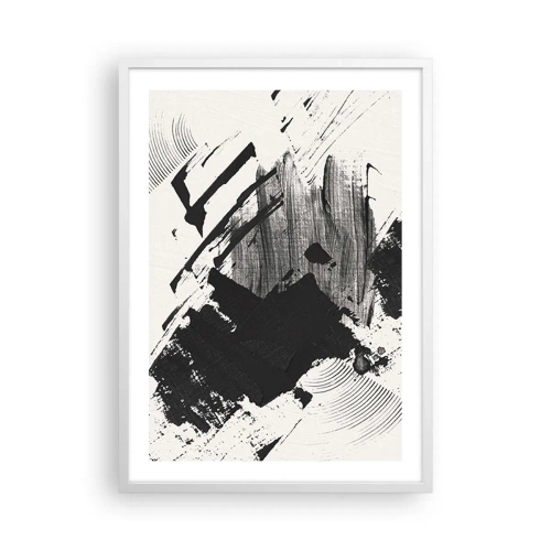 Poster în ramă albă - Abstracție - expresie de negru - 50x70 cm