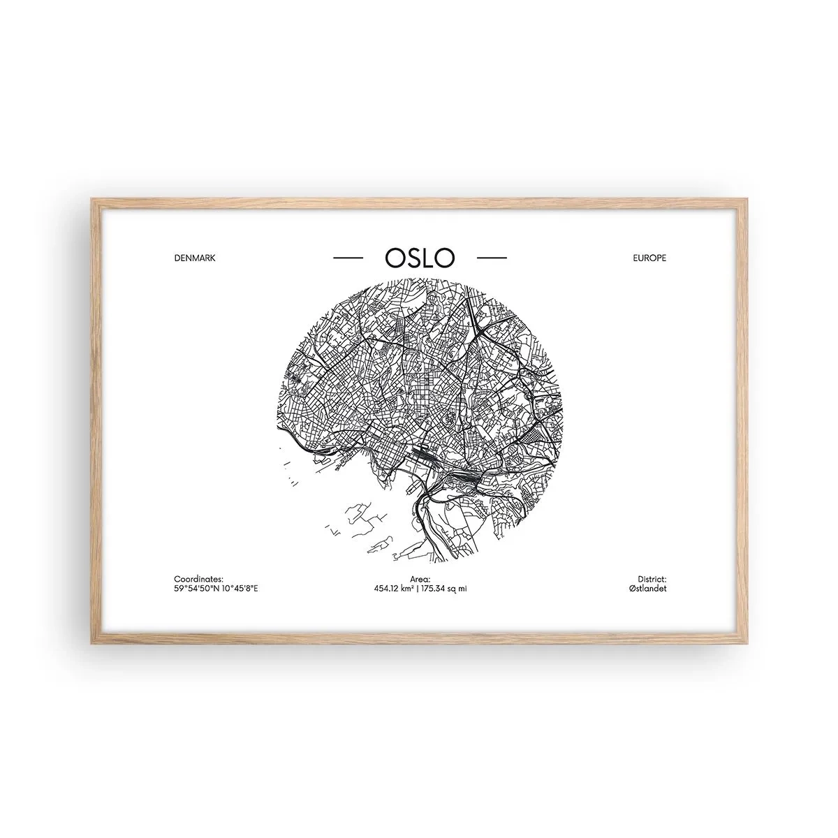Poster în ramă de stejar deschis - Anatomia Oslo - 91x61 cm