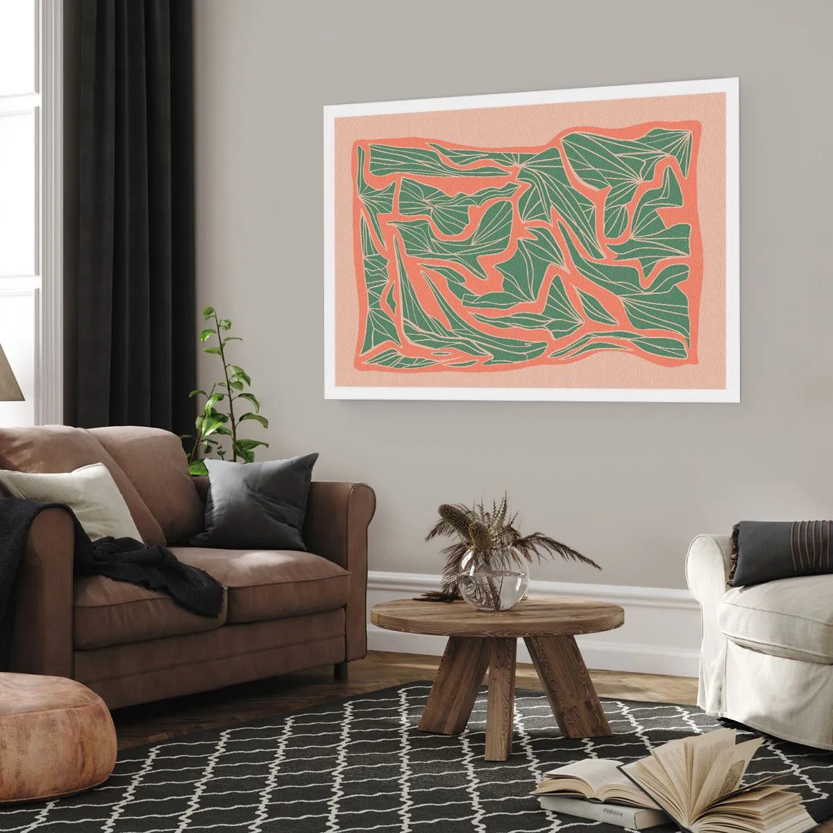 Poster - Lupta dintre coral și verde - 91x61 cm