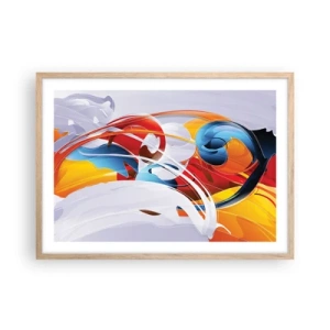 Poster în ramă de stejar deschis - Dansul elementelor - 70x50 cm