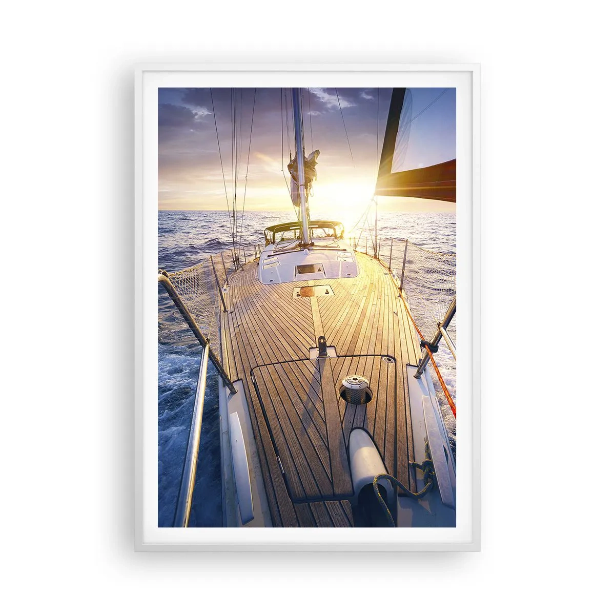 Poster în ramă albă - Alergând pe valuri - 70x100 cm