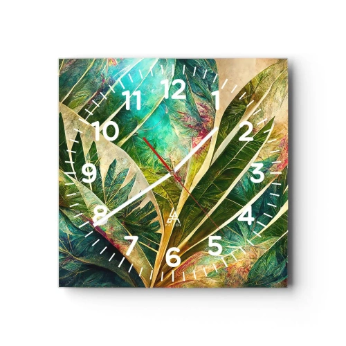 Ceas de perete - Ceas pe sticlă - Culorile tropicelor - 30x30 cm