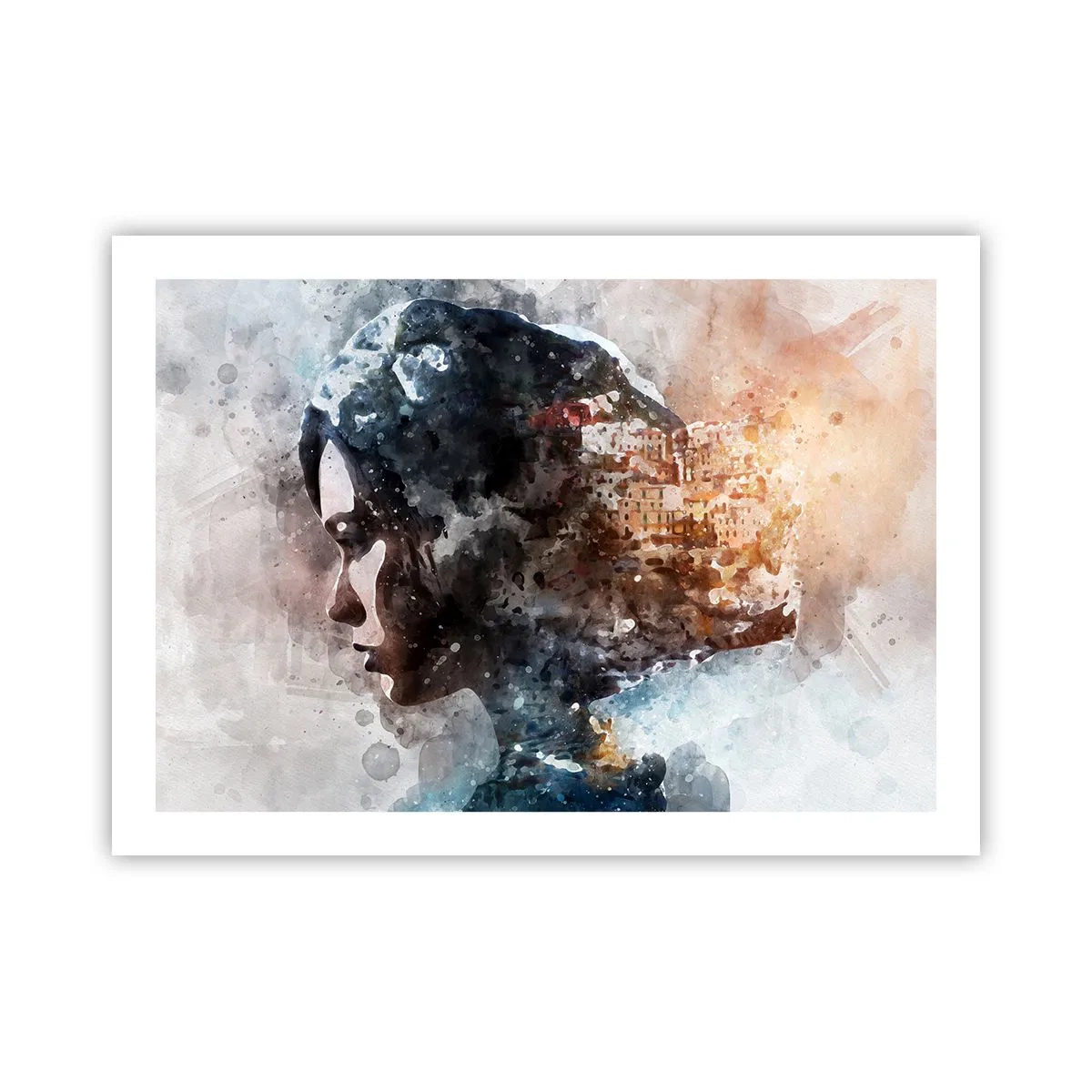 Poster - Povestea unei fete cu un oraș în fundal - 70x50 cm