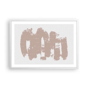 Poster în ramă albă - Abstracție în roz moale - 70x50 cm