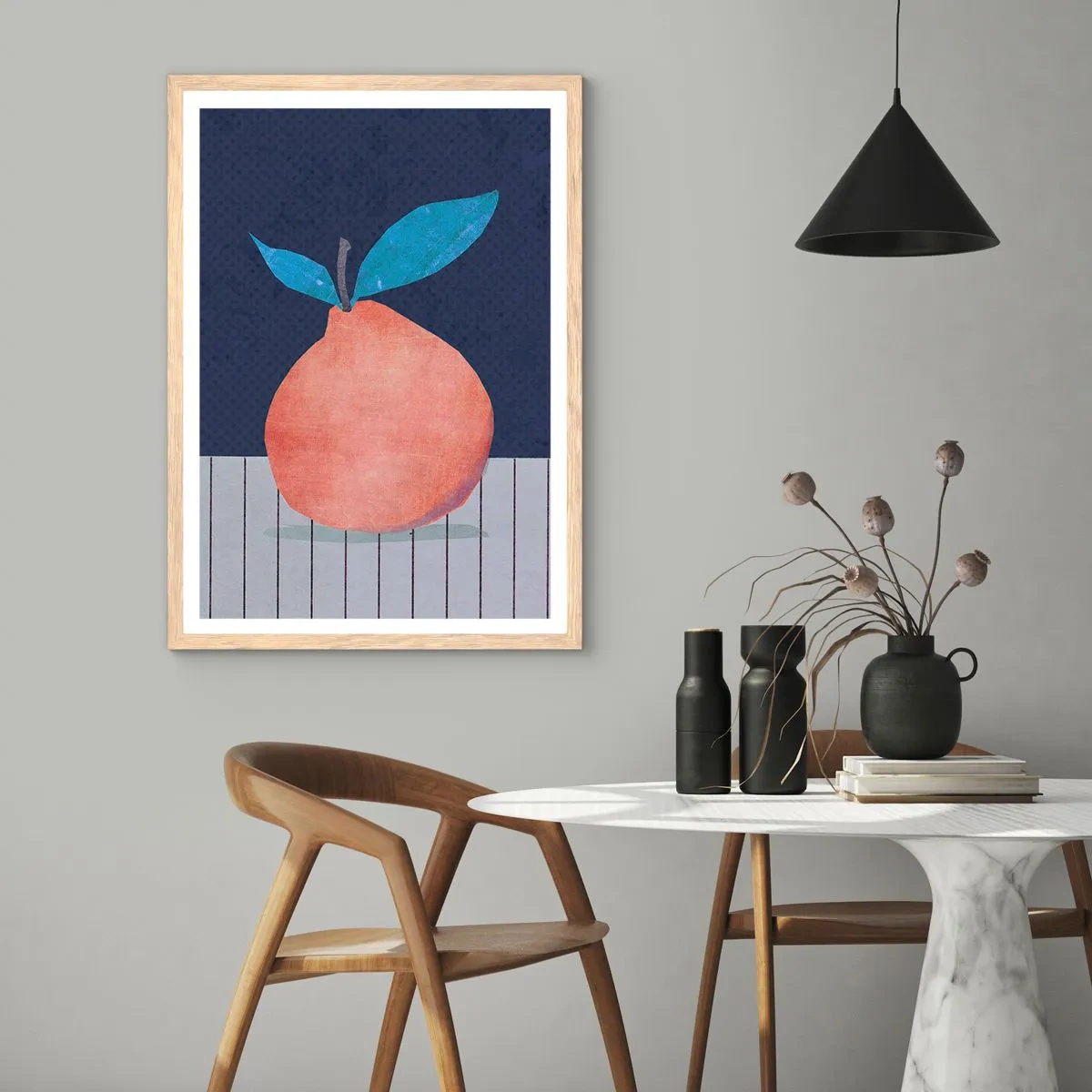 Poster în ramă de stejar deschis - Convexitate și plan - 70x100 cm