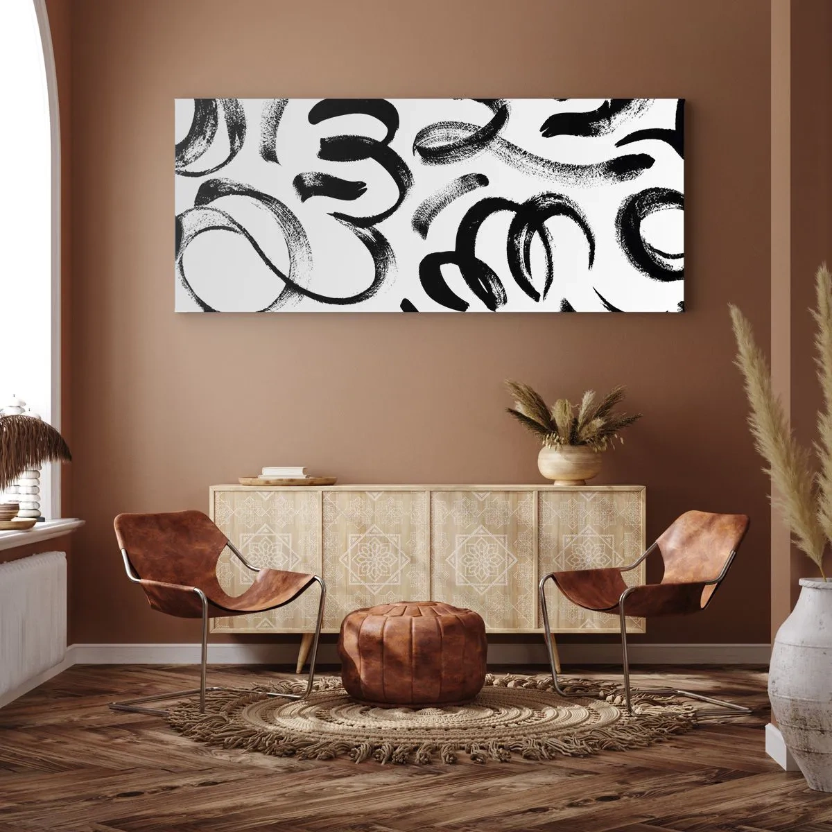 Tablou pe pânză - Negru pe alb - 100x40 cm
