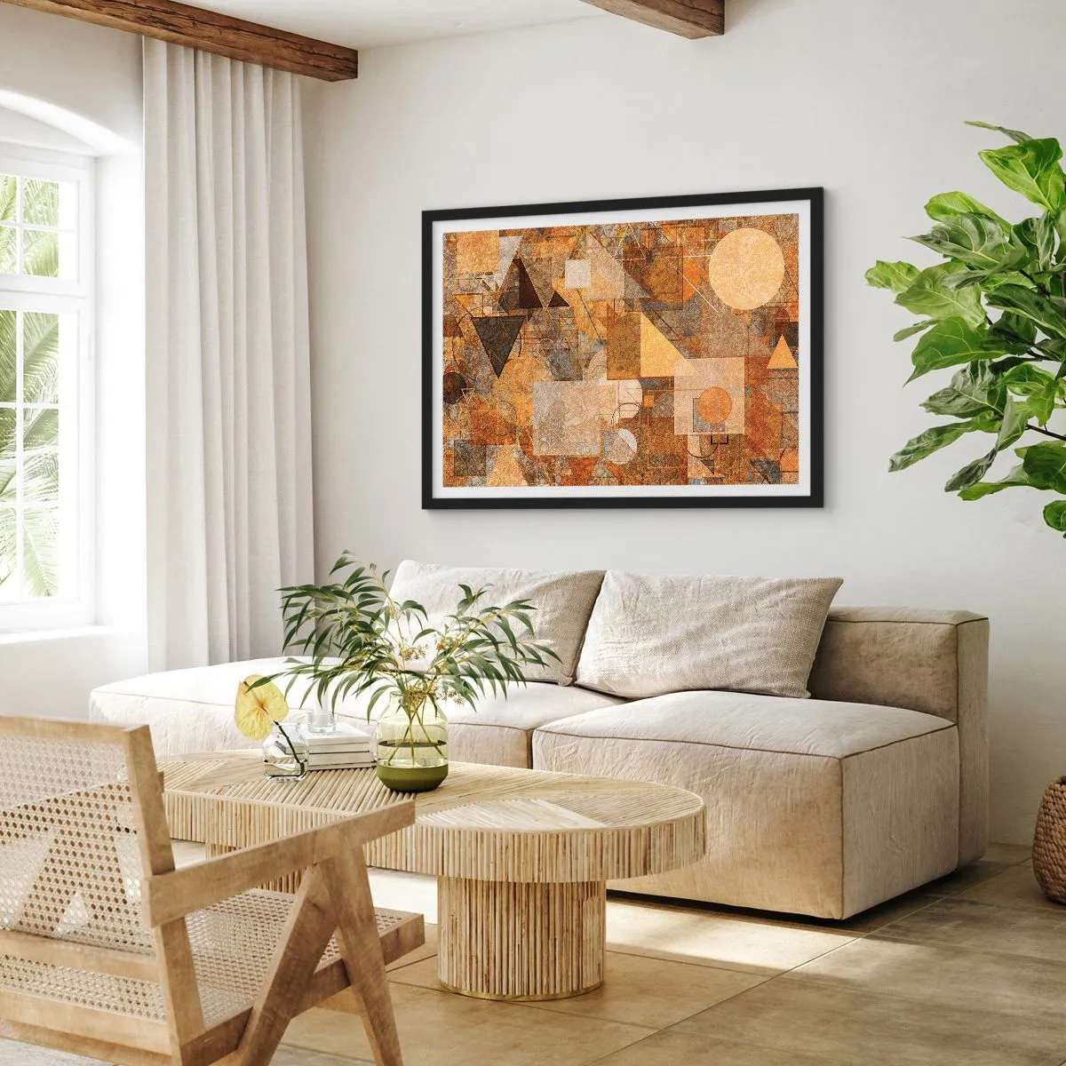 Poster în ramă neagră - Studiu cubist de bronz - 100x70 cm